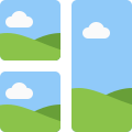 Right vertical image with scenic image grid collage layout icon