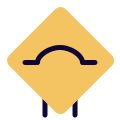 Bump ahead warning signal on road ahead icon