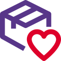 Favorite shipping address with heart shape logo icon