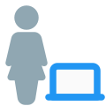 Remote working businesswoman from home on laptop icon