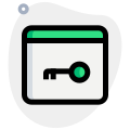 Web browser protected with authentication - key logotype icon