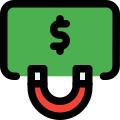 Attration for money concept - dollar with magnet icon