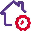Home Infected with a Corona virus isolated on a white background icon