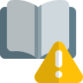 Open book with a warring alert on software icon