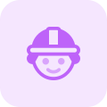 Construction worker face emoticon with safety helmet icon