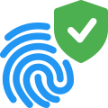 Finger scan protected with phone security recognition icon