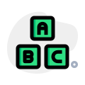 Alphabet blocks use in preschool teaching method icon