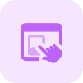 Landing page with a touch enabled screen web browser support icon