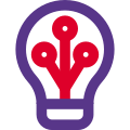 Bulb with nodes isolated on a white background icon