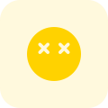 Dead emoticon with eyes crossed resembling dead emoji icon
