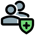 Web messenger with encryption technology shield layout icon