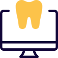 Dentist using a computer to seek that x-ray and other digital files icon