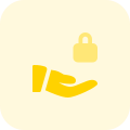 Share locking protocol to the peers , hand and padlock icon