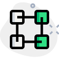 Peer to peer connected blockchain network layout icon