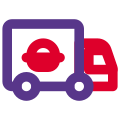 Food delivery truck with fast food layout icon