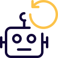 Backup robot programming language isolated on a white background icon