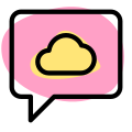 Customer support of cloud storage provider with chat bubble icon