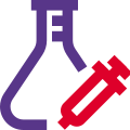 Flask for testing the blood serum isolated on a white background icon