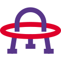 UFO spaceship with three legs support layout icon