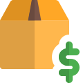 Dollar sign price tag on a Logistic delivery box icon