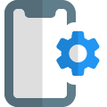 Mobile phone setting with the cogwheel logotype icon