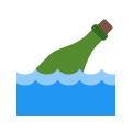 bottiglia che galleggia nell'acqua icon