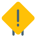 Caution with a exclamation mark on a signboard layout icon