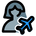User with a flight logotype as an indication of a vacation mode icon