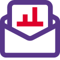 Bar chart report send in mail post in an office envelope icon