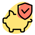 Piggy bank protection plan isolated on white background icon