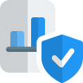 Bar chart file secured with defensive anti-virus icon