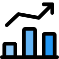 Bar chart with line graph in uptrend icon