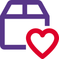 Favorite shipping address with a heart logotype icon