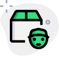 Delivery agent face logotype with logistic delivery box icon