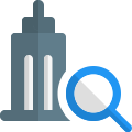 Search for modern tower building office location icon