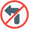 DO not turn left side with Traffic sign board crossed icon