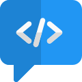 Chat and discussion over software programming language icon