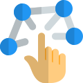 Touch access of a nodes network isolated on a white background icon