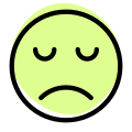 Pictorial representation of sad face emoticon layout icon