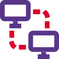 Computer connected to another pc for networking icon