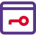 Web browser protected with authentication - key logotype icon