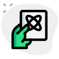 Holding atomic, structure files isolated on a white background icon