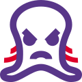 Angry face pictorial representation octopus emoji for chat icon