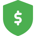 Money sheild with dollar symbol, secured money. icon