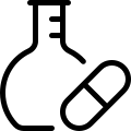 Lab research on experimental drug medicine with flask icon