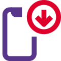 Smartphone network with download down arrow symbol icon