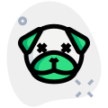 Pug dog in neutral stage with eyes crossed icon