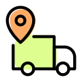 Box truck on a consignee delivery location icon