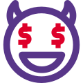 Dollar eyes greedy devil facial expression emoticon icon