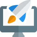 Business requires high speed computer of rocket speed icon